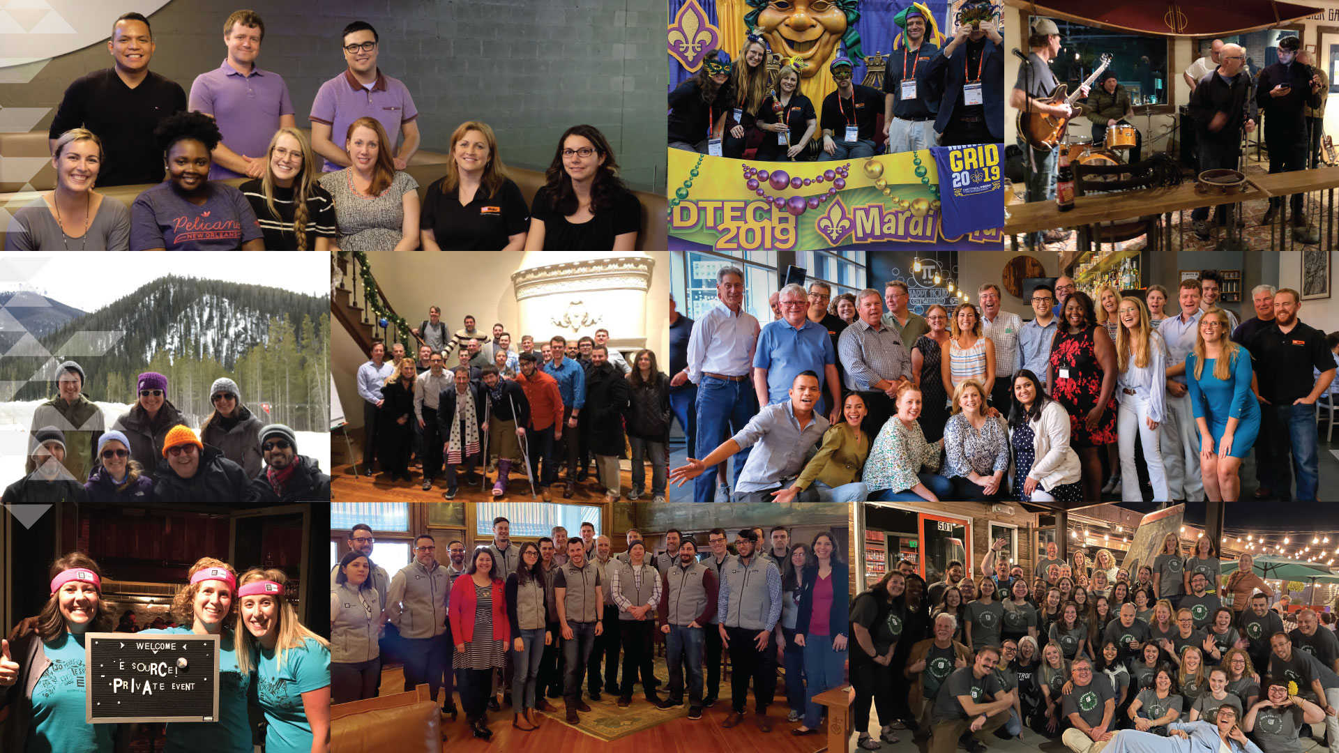 A collage of images of E Source employees, both formal and candid, from all of the company's divisions across the US and Canada.