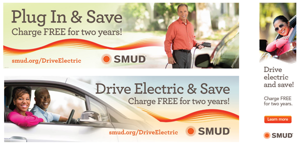 Images from SMUD's Drive Electric campaign promoting free charging