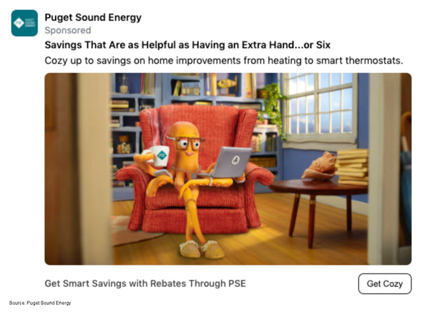 PSE uses paid Facebook ads to promote smart energy rebates to residential customers.