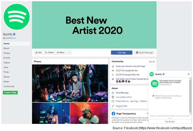 Spotify chatbot on Facebook